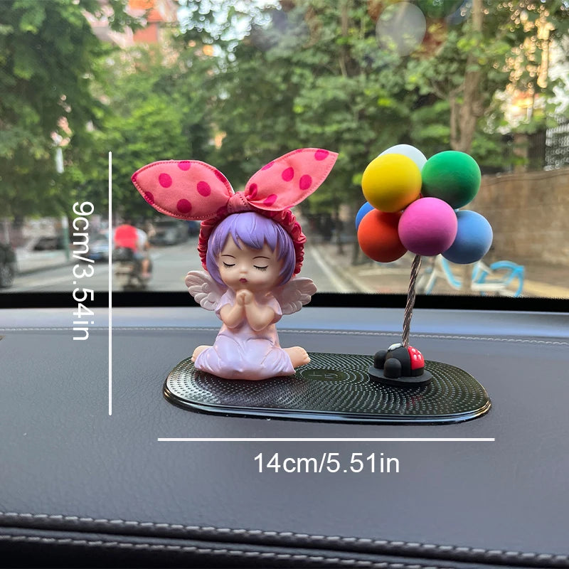 Car Ornaments Girls Car Interior Decoration Little Girl Bow Doll Ladies Center Console Cute Dolls Female Driver Car Supplies