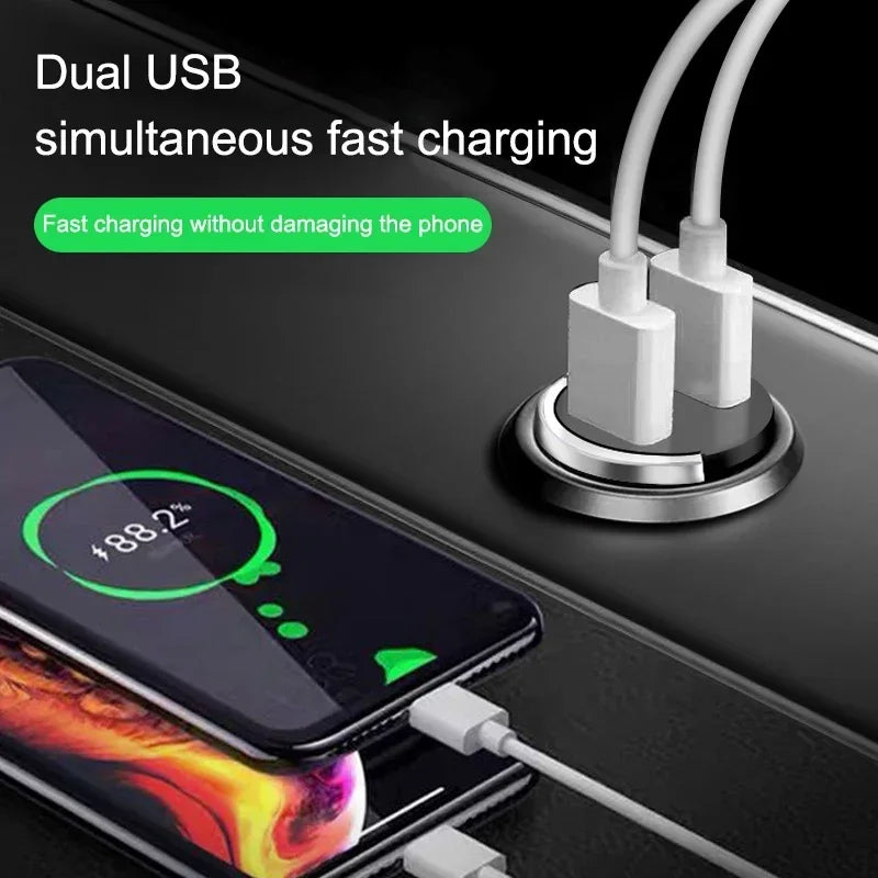 ⚡ شاحن السيارة الصغير بمنفذين USB – شحن سريع لكل الهواتف! 🚗🔋