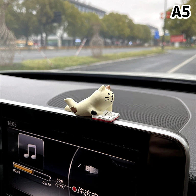 Cute Car Interior Decoration Ornaments Mini Cat Action Figure Auto Dashboard Rearview Mirror Decoration Car Accessories