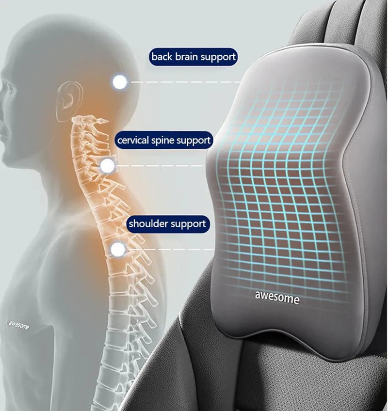 🚗 وسادة دعم الظهر والرقبة – راحة ميموري فوم مثالية أثناء القيادة