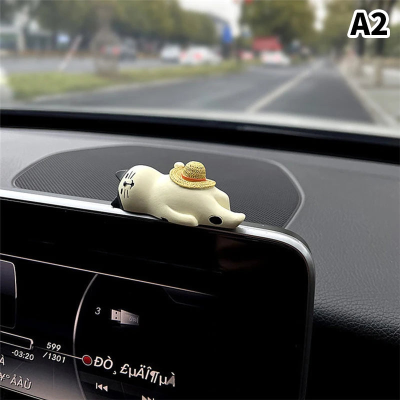 Cute Car Interior Decoration Ornaments Mini Cat Action Figure Auto Dashboard Rearview Mirror Decoration Car Accessories