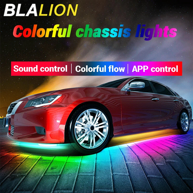 بلا-ليون أندر-جلو | إضاءة LED سفليّة مرنة بتأثيرات RGB وتحكم عبر التطبيق 🚗🌈✨