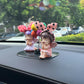 Car Ornaments Girls Car Interior Decoration Little Girl Bow Doll Ladies Center Console Cute Dolls Female Driver Car Supplies