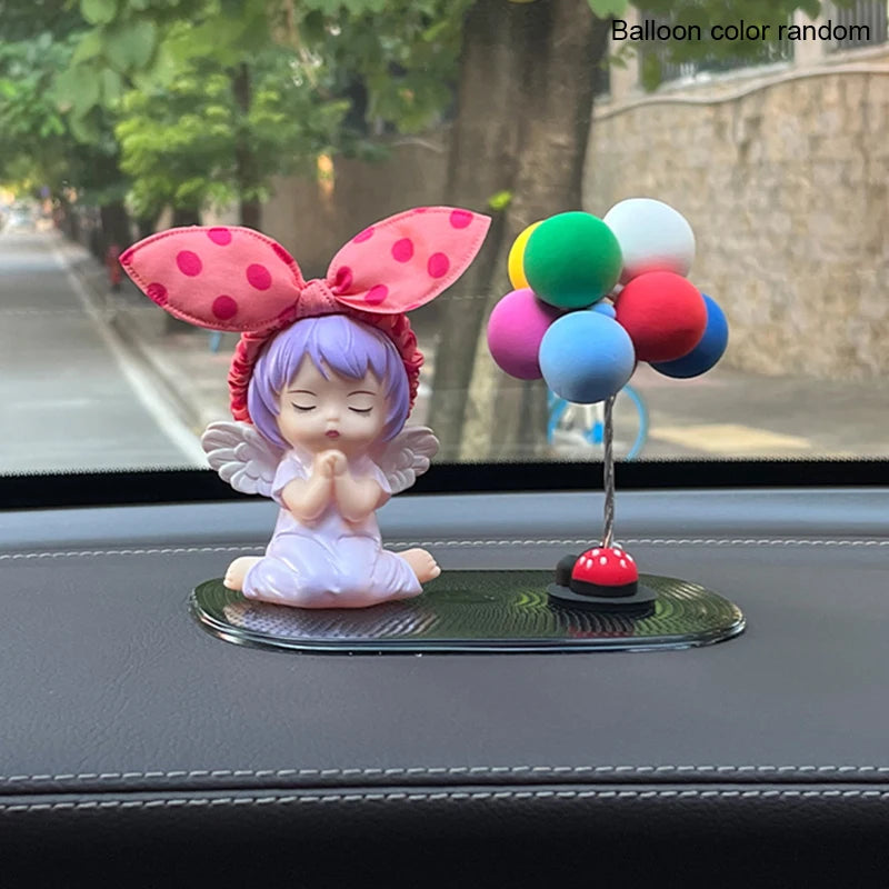 Car Ornaments Girls Car Interior Decoration Little Girl Bow Doll Ladies Center Console Cute Dolls Female Driver Car Supplies