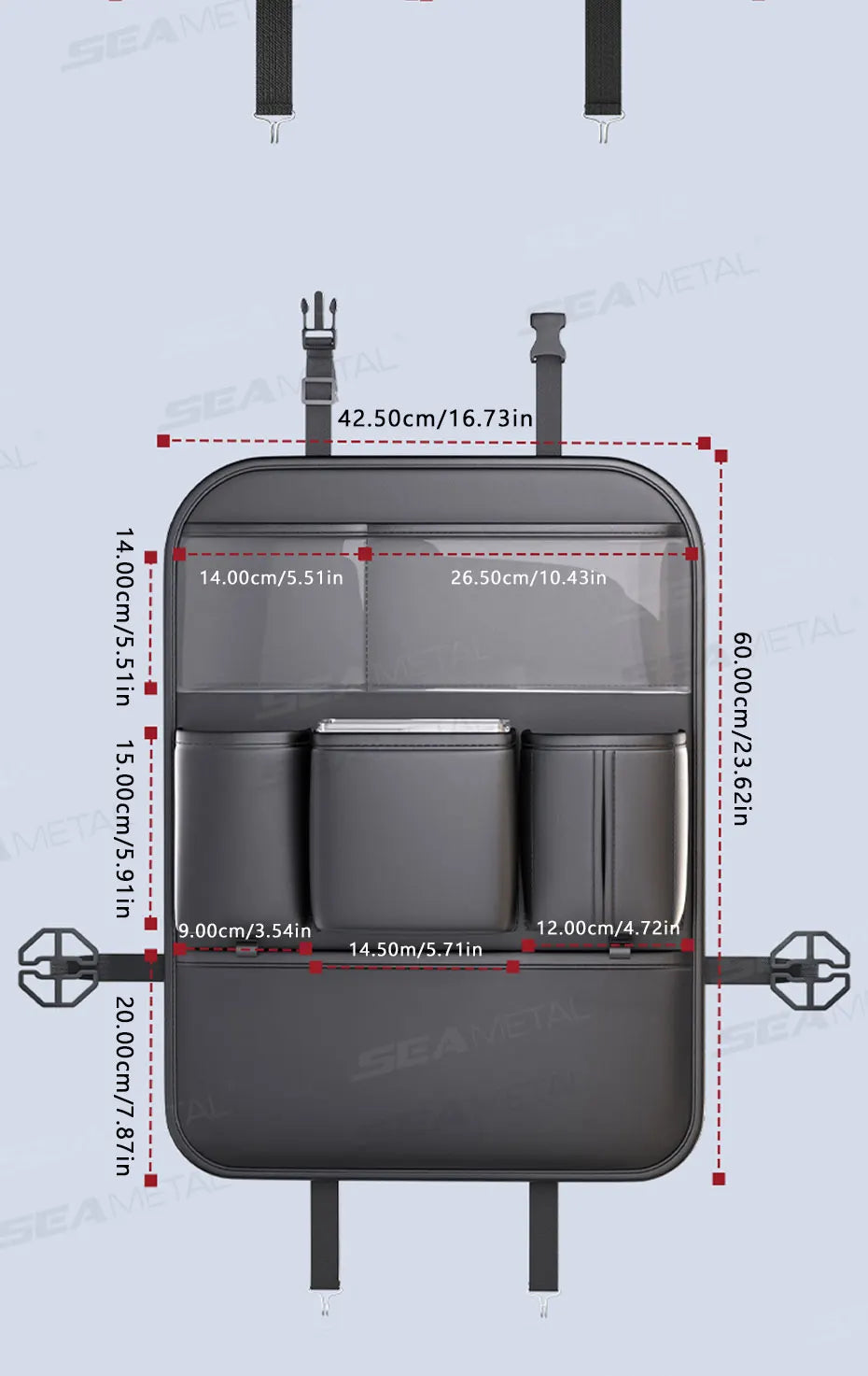 منظم مقاعد خلفية للسيارة SEAMETAL 8 في 1 مع طاولة قابلة للطي