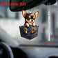 Chihuahua In Denim Pocket Versatile Car Mirror & Keychain Charm Puppy Hanging Ornament Acrylic Backpacks & Festive Party Decor